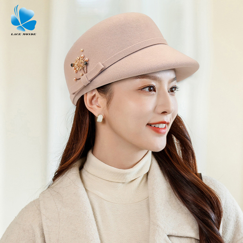 Hat Women's Autumn and Winter Wool Cap British Casual Wool Felt Hat All-match Fashion Western Style Face Small Beret