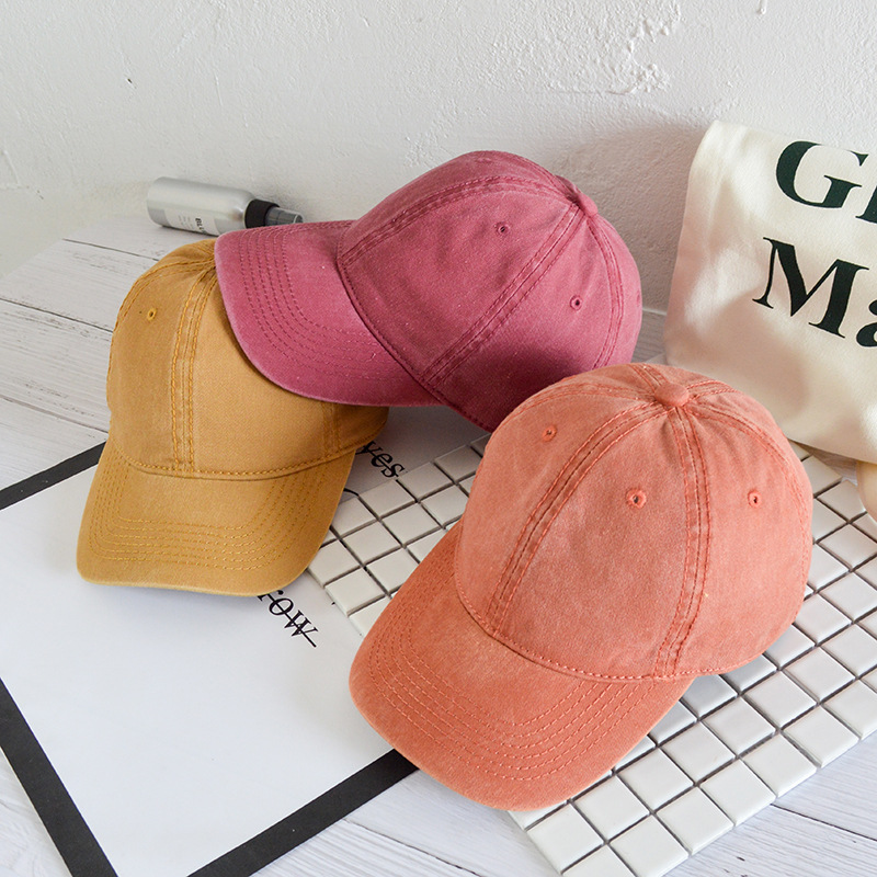 Washed Cap Women's Korean Couple's Old Denim Baseball Cap Women's Light Panel Curved Eave Hip-Hop Cap Trendy