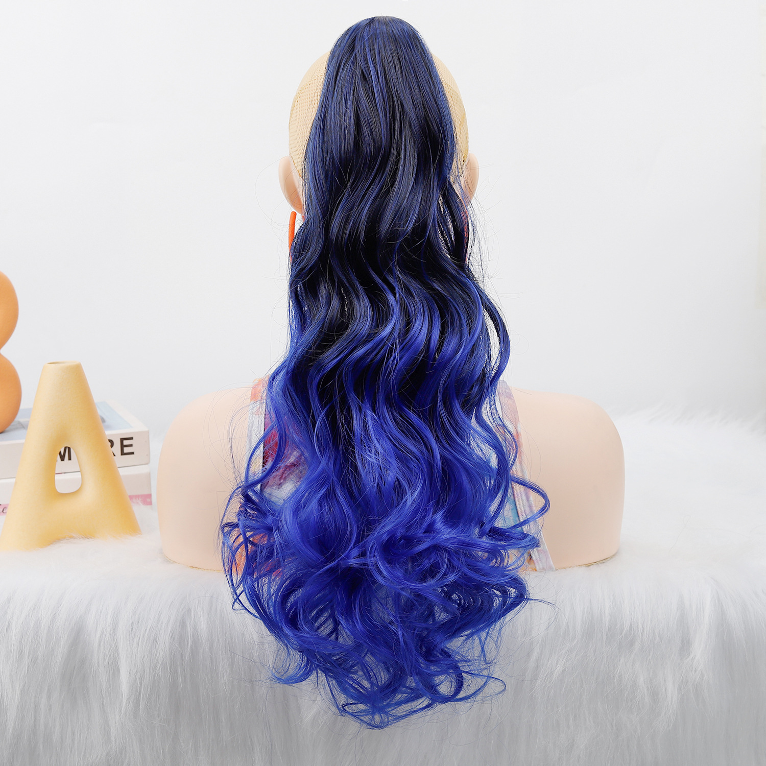 Foreign Trade Colorfulful Fake Ponytail Curly Ponytail Colorfulful Gradient Colorful Grabber Ponytail Long Curly Ponytail Big Wave Ponytail