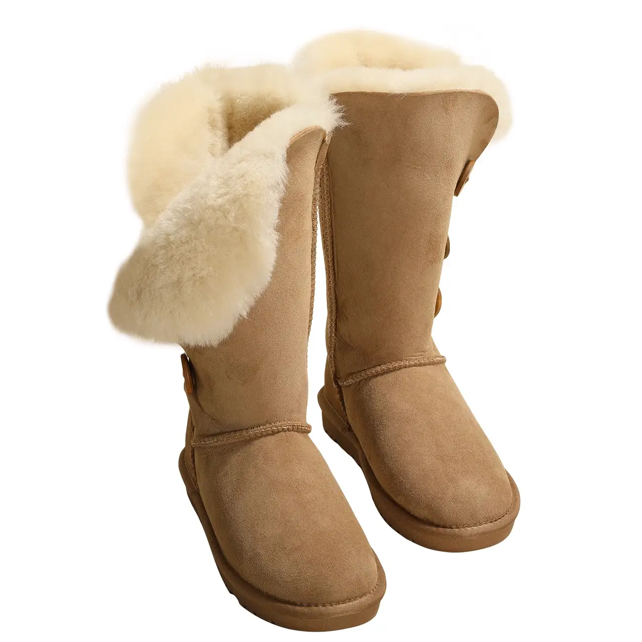Centre＆Kalem Women's Thick-Soled Over-The-Knee Boots Winter Fleece-lined thickened Heattech Large Cotton Shoes