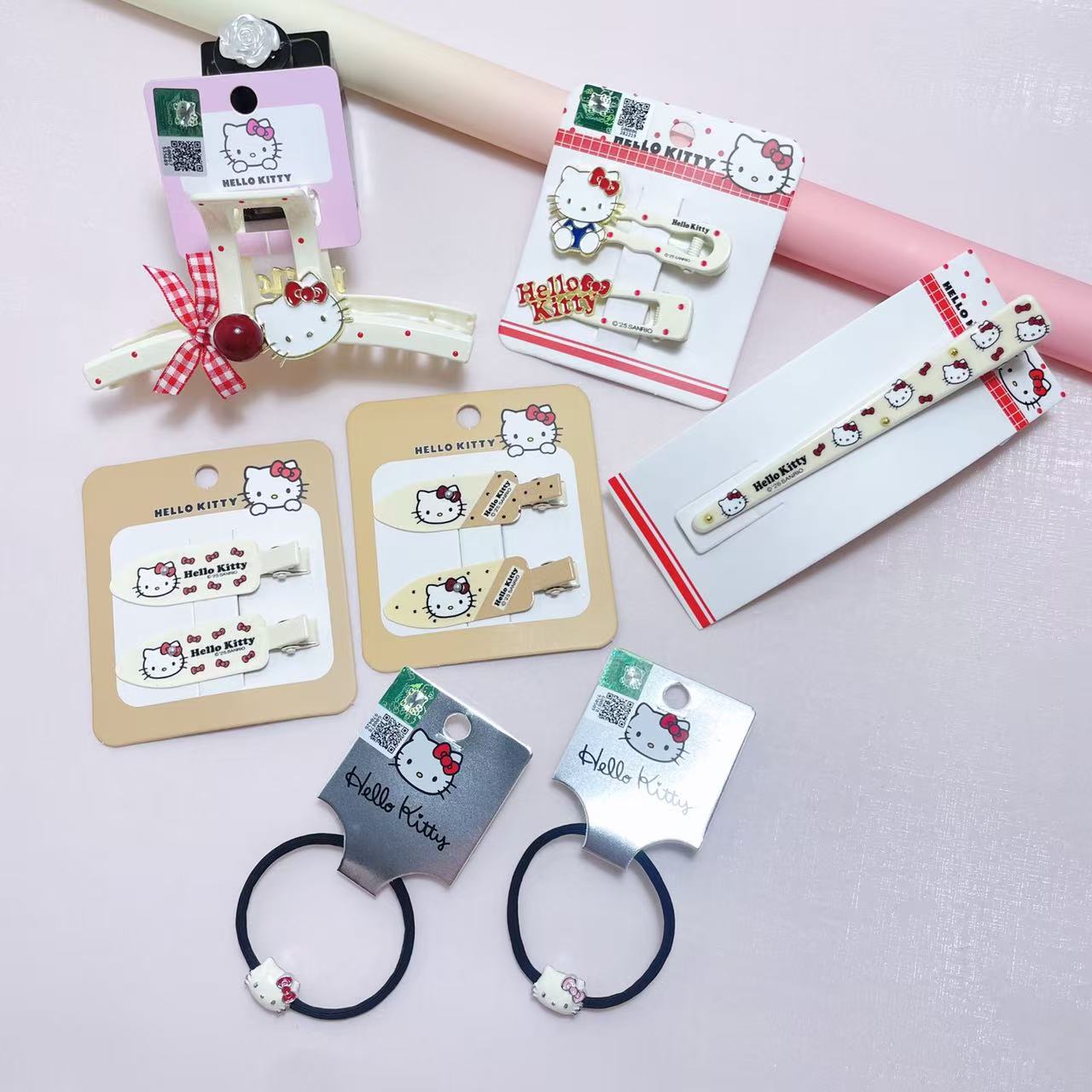 Officially Licensed Sanrio Hello Kitty Premium Red Bow Hair Clip and Hair Tie