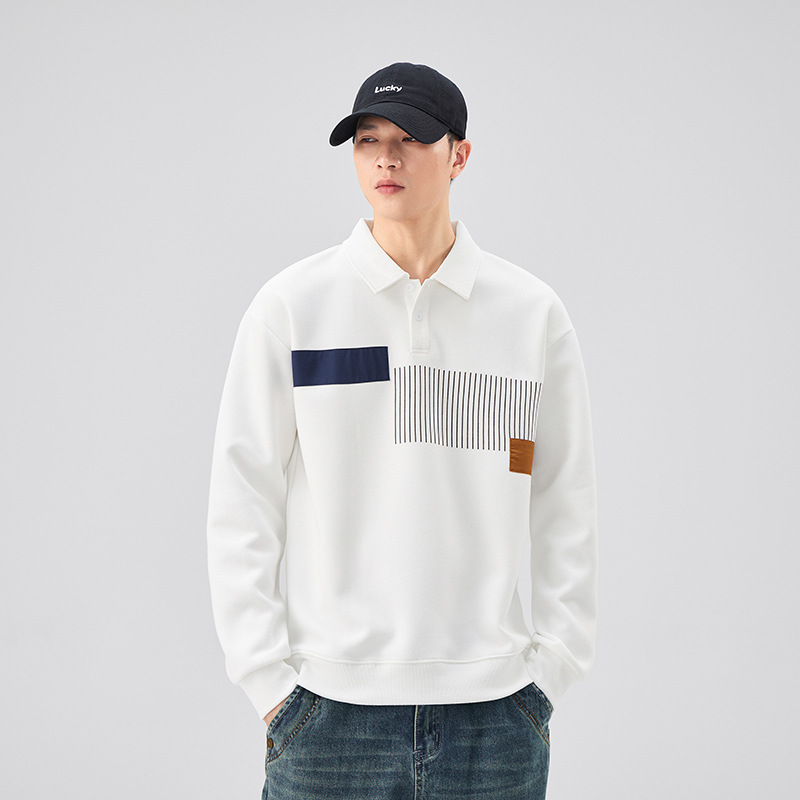 Shanggu Men's Clothing 2026 New Men's Lapel Long Sleeve Polo Shirt Sweatshirt Korean Style Loose Pullover Trendy Top