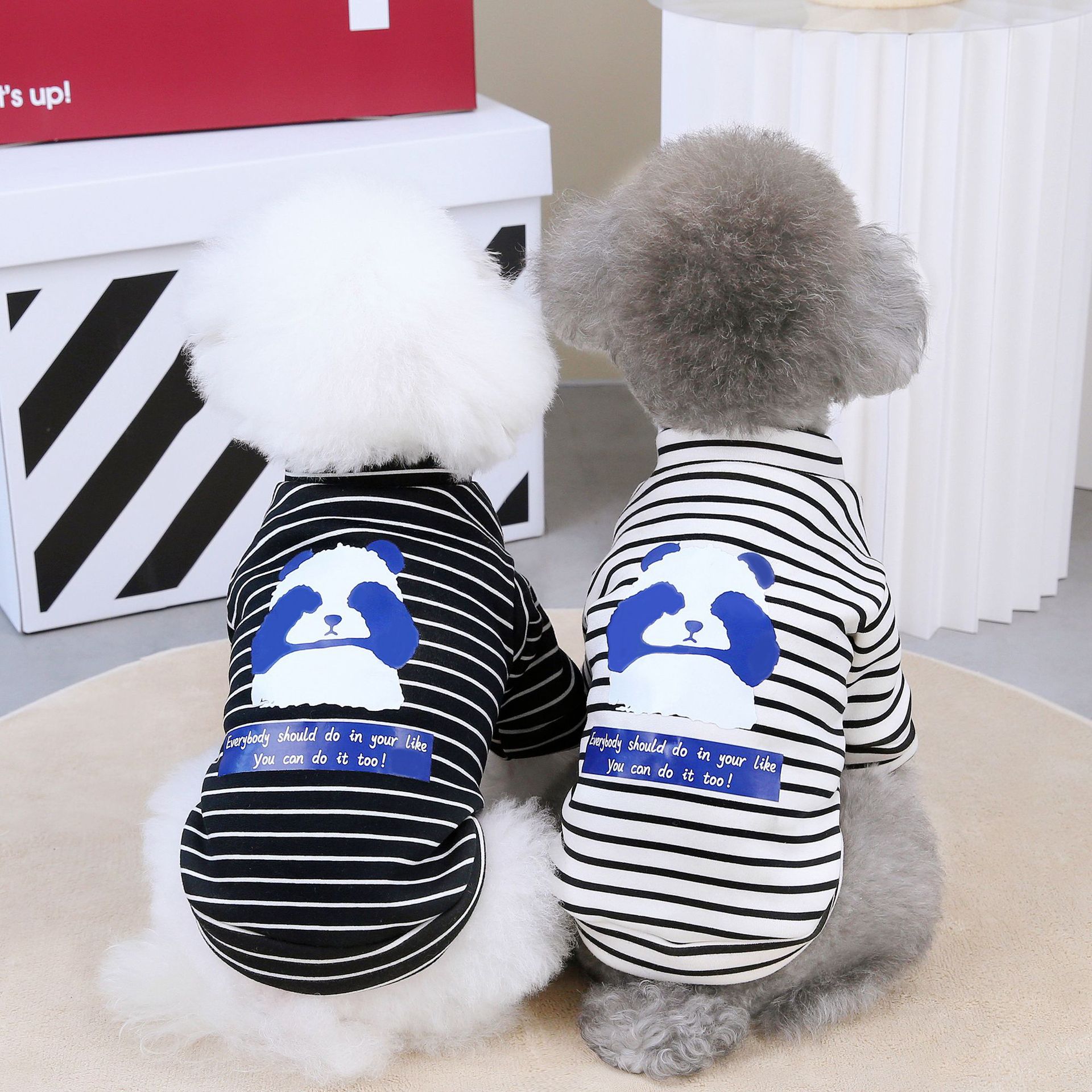 Pet Clothing Dog Clothes Autumn and Winter New Teddy Cat Winter Pet Clothes 23 Striped Panda Sweater