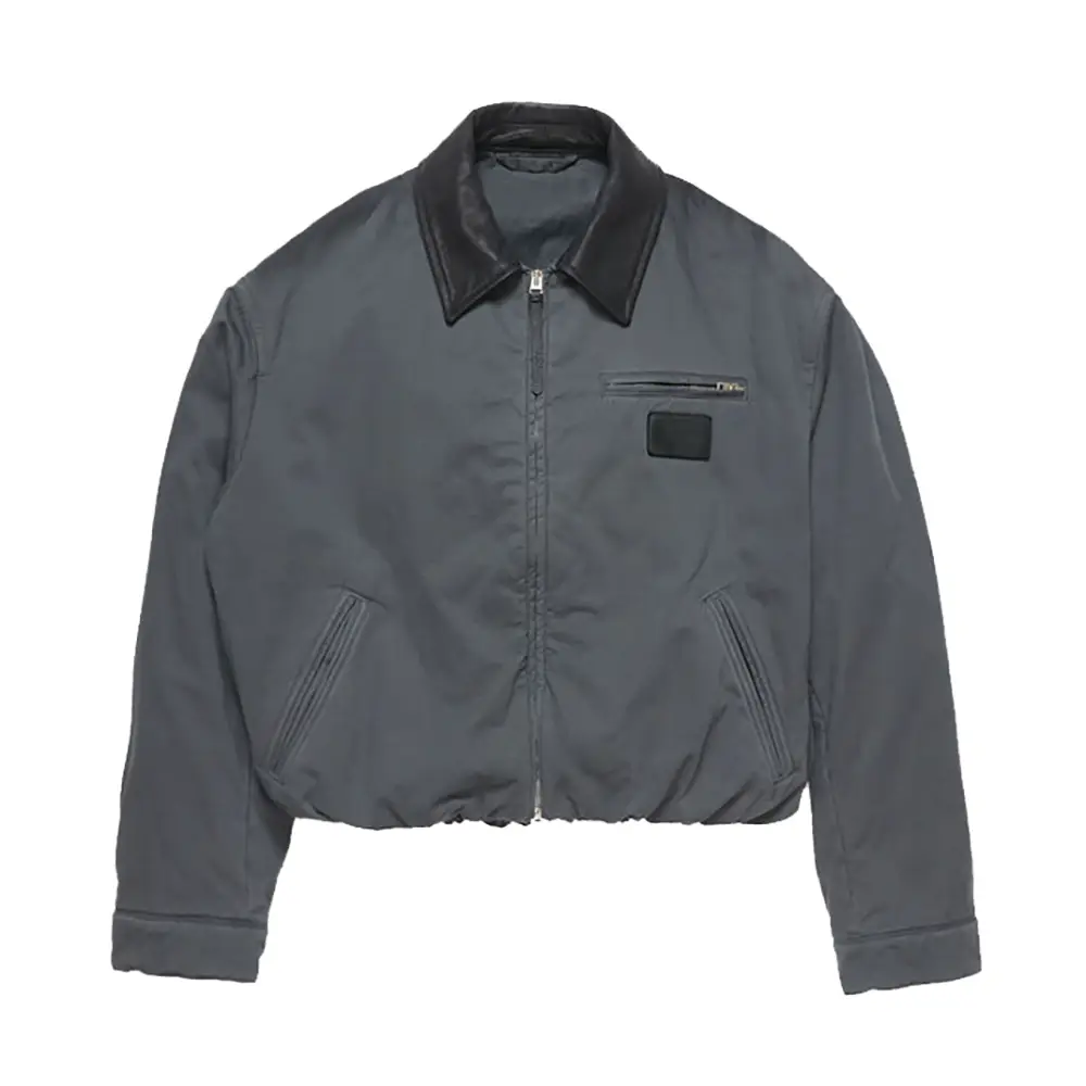 Trendmaybe'Barn Style' Cowhide Collar Jacket Leather Patch Bomber Short Couple Jacket Coat
