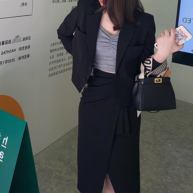 Simeng's big sister More than an OL chic suit skirt short suit slit overskirt suit