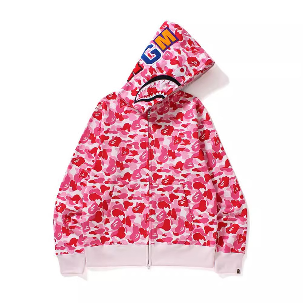 Cross-Border Export Dropshipping High Version Trendy Brand Bape Shark Camouflage Zipper Cardigan Sweatshirt Hooded Jacket