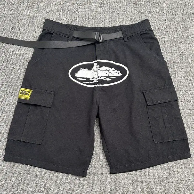 2025 American Trendy Alcatraz Cruise Print Men and Women Loose Casual Multiple Flap Pocket pants parka Half Length shorts