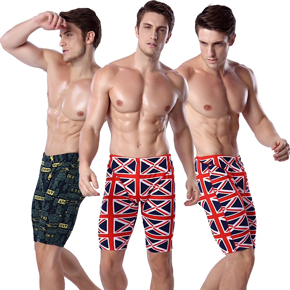 Quick-drying comfortable swimming trunks men's five-point swimming trunks quick-drying fashion brand sexy loose anti-embarrassment plus size swimsuit