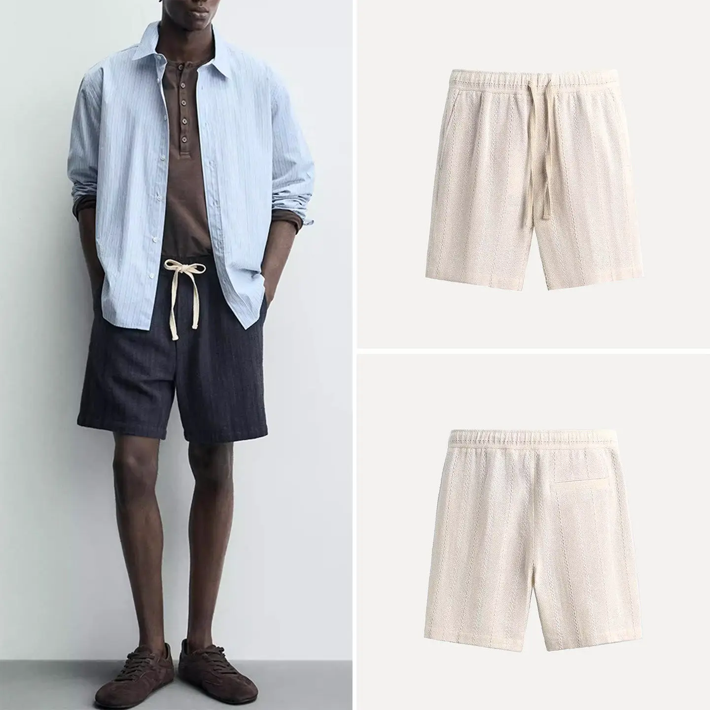 Cabinet 329! Men's Clothing 2026 New Spring Style Loose Geometric Pattern Jacquard Casual Shorts 4382152