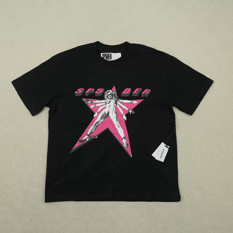 Pink Star Character Logo Short Sleeve Shirt QC 写真 TAOBAO Qualit.ly