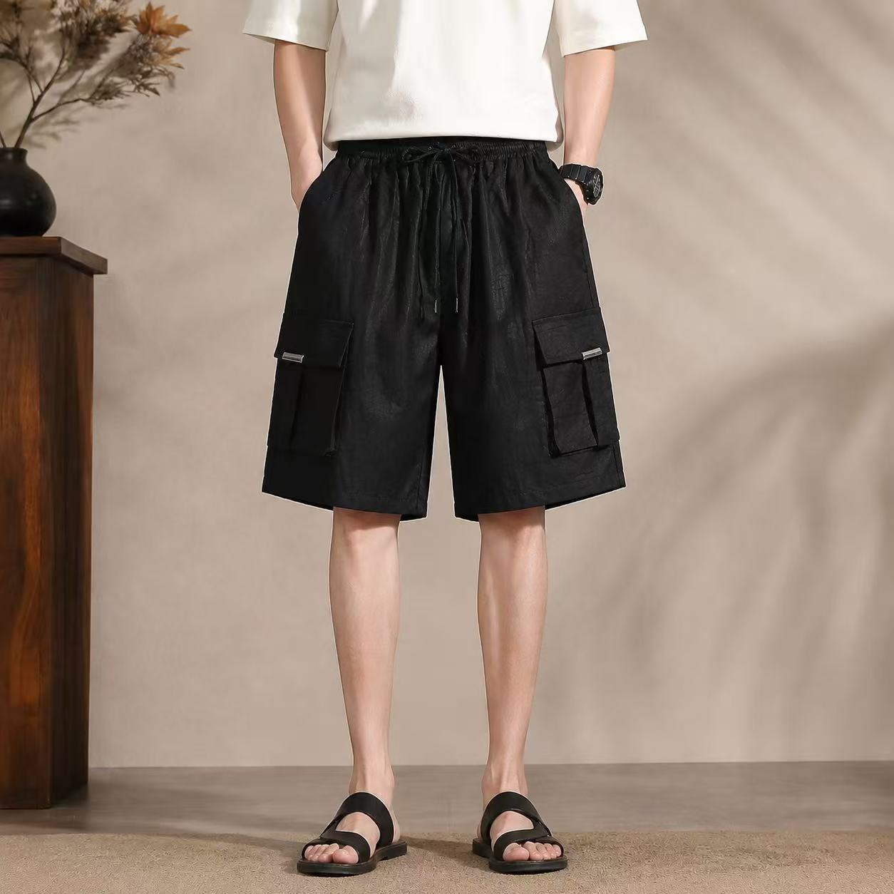 Men's Trendy Work Shorts, Silk Pants, Summer American Style Casual Shorts, Trendy Brand Five-Point Shorts