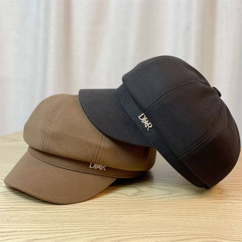Korean Style Ins Spring and Autumn New Octagonal Hat for Women, Autumn and Winter Retro Beret, British Style Hat That Makes the Face Look Smaller and Is Versatile