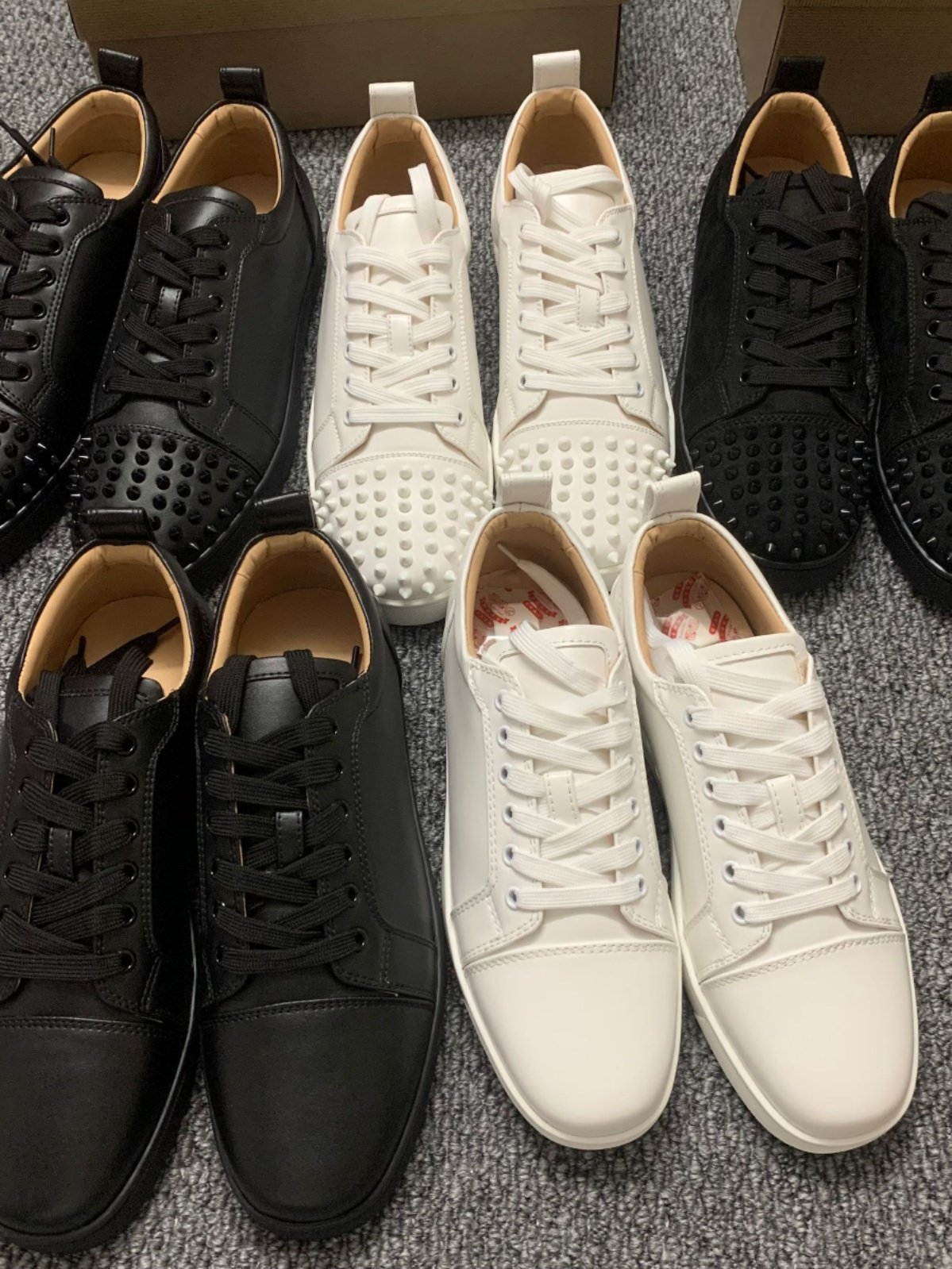 Studded Red-Soled Shoes for Men, Genuine Leather Flat Low-Top Casual Sneakers, Genuine Leather Cl Men's Shoes, Studded Shoes, Women's Toe-Studded Shoes
