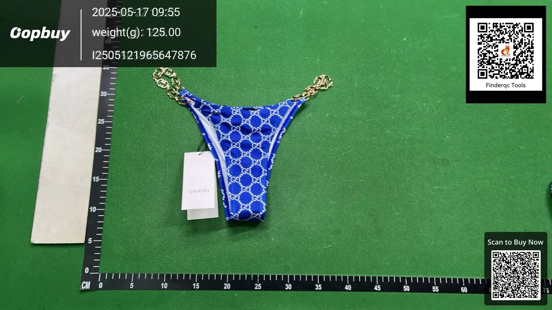 Gucci blue monogram chain bikini