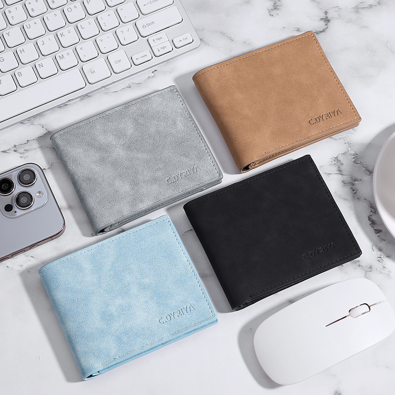 Wallet men's short wallet fashion simple horizontal frosted soft wallet card bag men's thin student silver bag wholesale