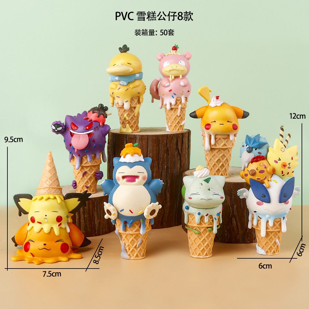 Ice Cream Doll 8 Cartoon Ice Cream Elf Pokemon Sweet Cone Pikachu Jenny Turtle Duck Ornaments