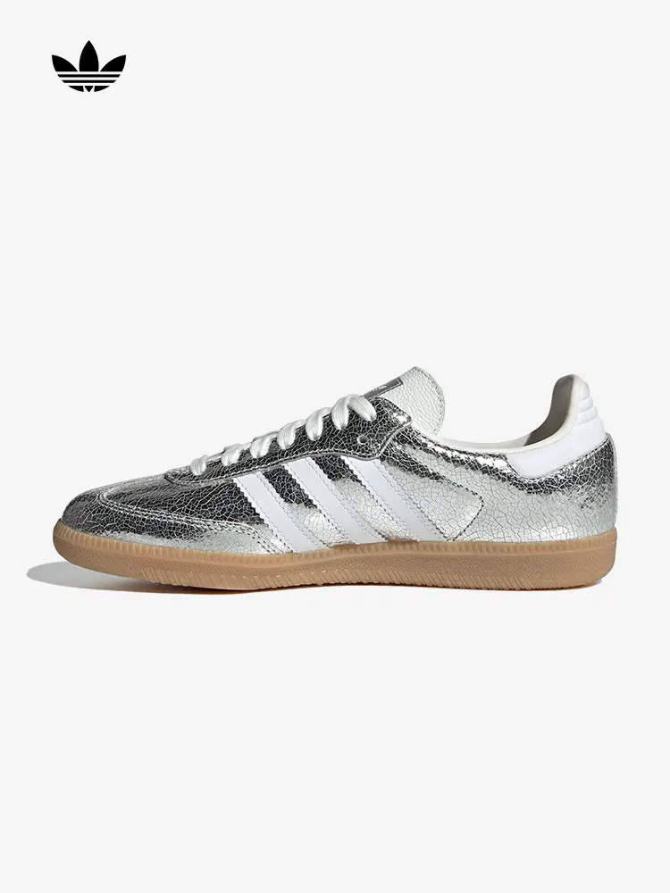 Adidas Women's Shoes Silver Samba Og Ma Sichun's Same Style Moral Training Shoes Bursting Cracked Ice T-Head Shoes Jr0035