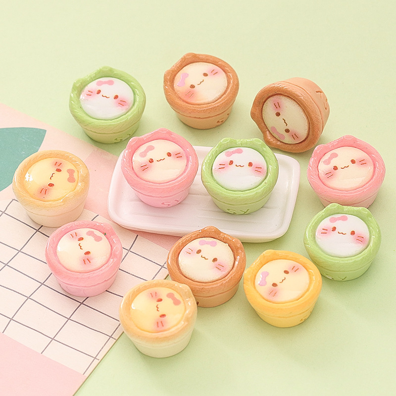Simulation Food Toy Cat Egg Tart DIY Cream Glue Kidsren's Play House Toy Trendy Resin Jewelry Accessories