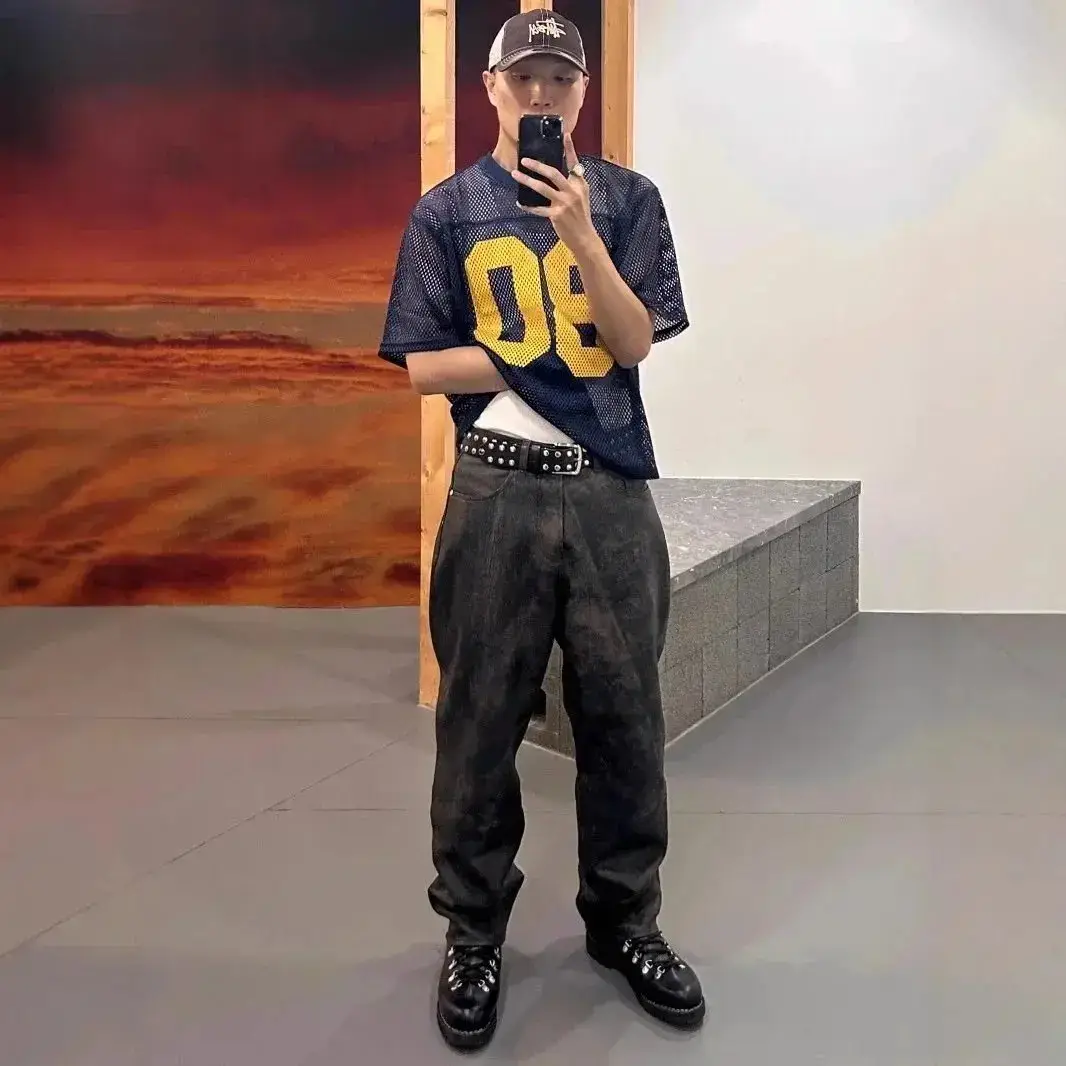 镂空网眼短袖vibe风 短宽版型