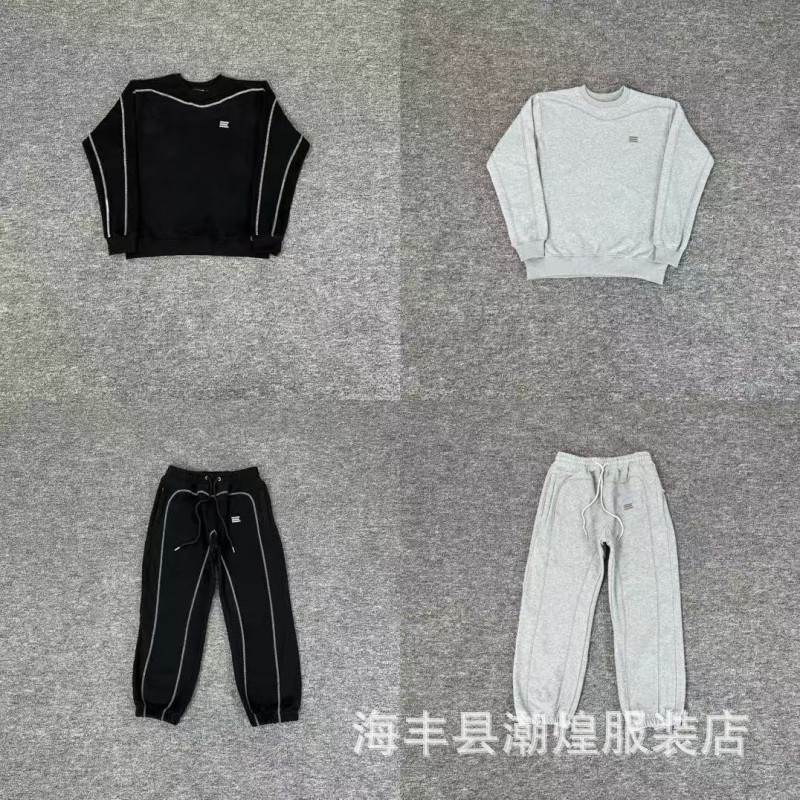 Cross-Border Export Trendy Brand Kroen Embroidery Pants Embroidered Round Neck Sweatshirt Casual Pants Suit for Men