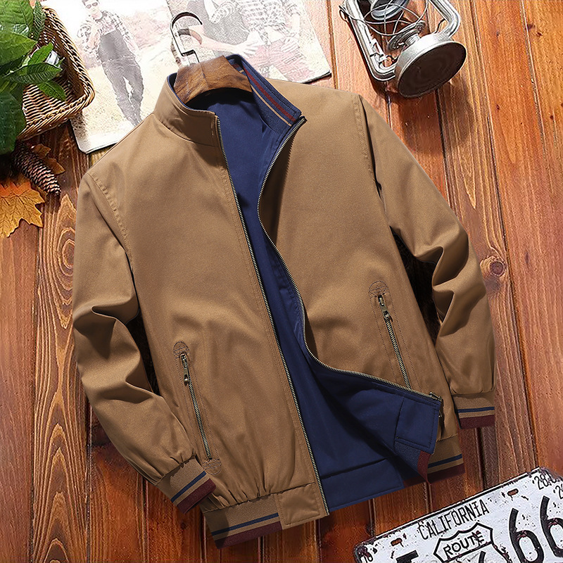 2026 New Cross-Border Jacket for Men, Spring and Autumn Reversible Stand Collar Casual Jacket, Trendy Youth Men's Outerwear