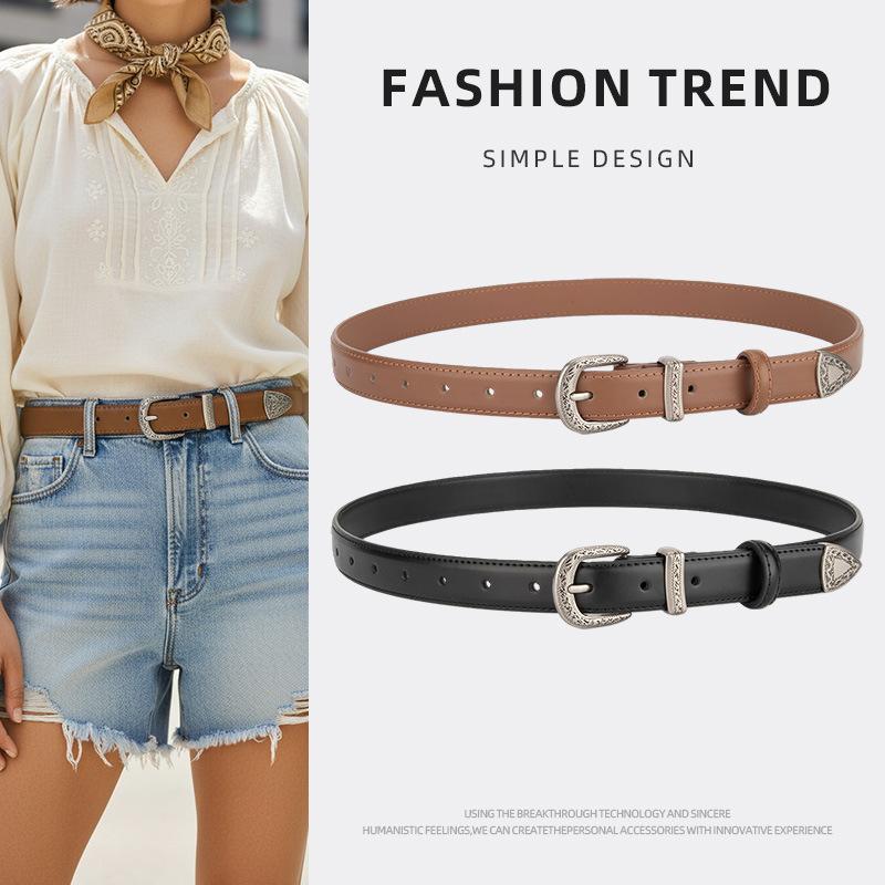 Durable Metal Pin Buckle Thin Belt for Women, Hot Girl Style Denim Shorts Accessory, High-End Versatile Waist-Cinching Belt