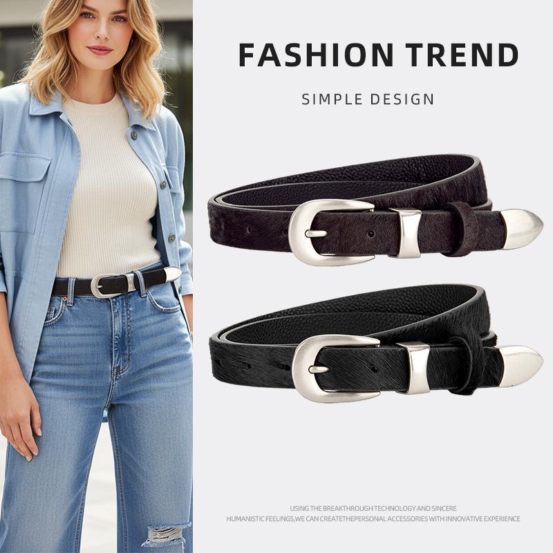 High-End Design Double-Sided Top-Layer Belt for Women, Korean Style Versatile Jeans and Suit Unisex Decorative Belt