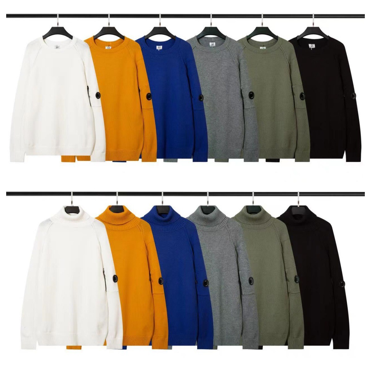 Cross-Border Cp European and American Functional Lens Badge Knitwear Company Autumn and Winter Versatile Casual Pure Color Turtleneck Knitwear