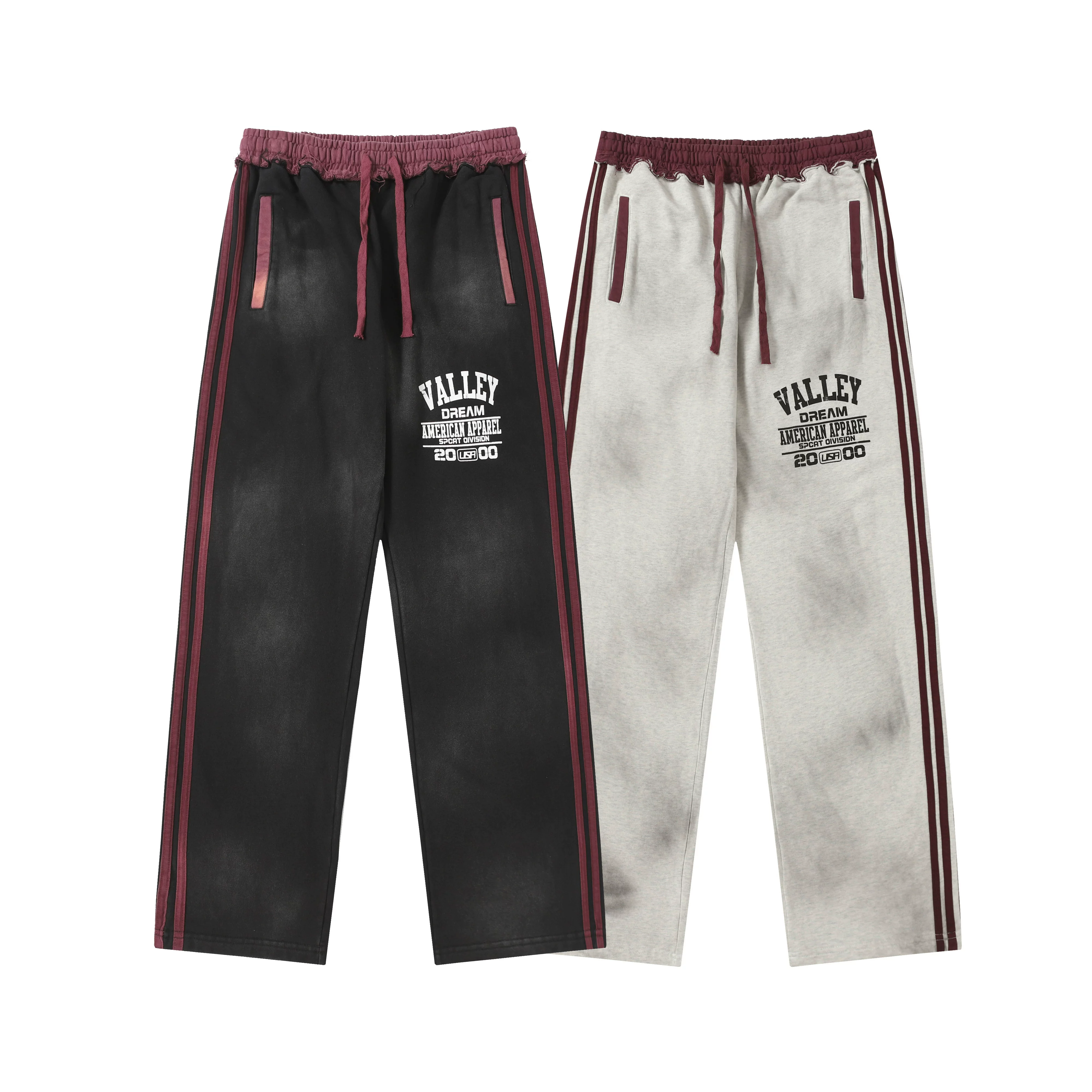 Valley autumn and winter pants, vintage and niche design, American letter stripes, loose and versatile trendy casual pants for men