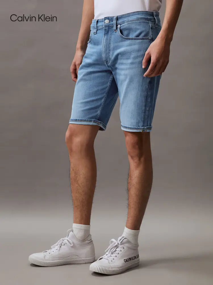 Ck Jeans Summer Men Classic Sign Washed Micro Elastic Trendy Casual Denim shorts J325334