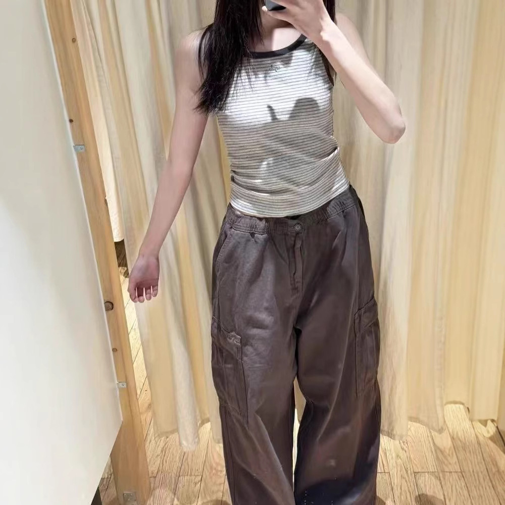 Brandy Bm New American Style Dark Brown Loose Lace-Up Sack Pants Thigh Pants Bm Cool Workwear Pants for Women