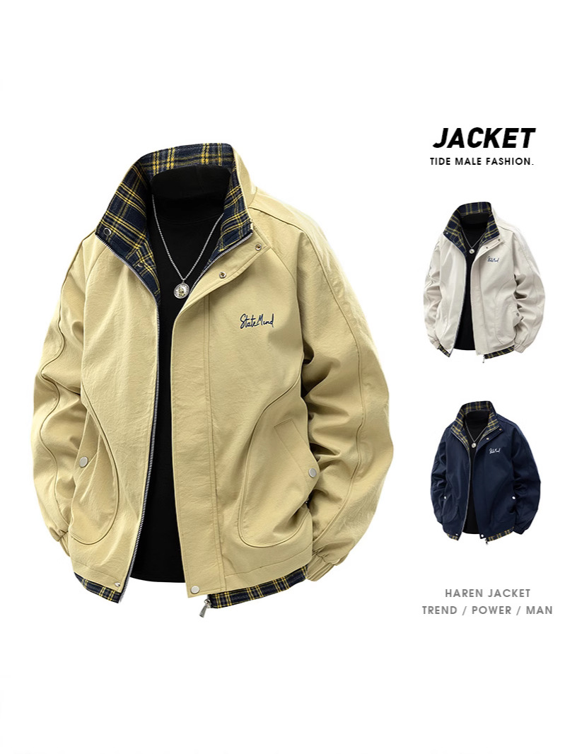 Men's Loose-Fitting Thin Sports Jacket for Autumn and Winter, Trendy Brand Outerwear, American-Style Workwear, Spring and Autumn Style, Windbreaker, Windproof