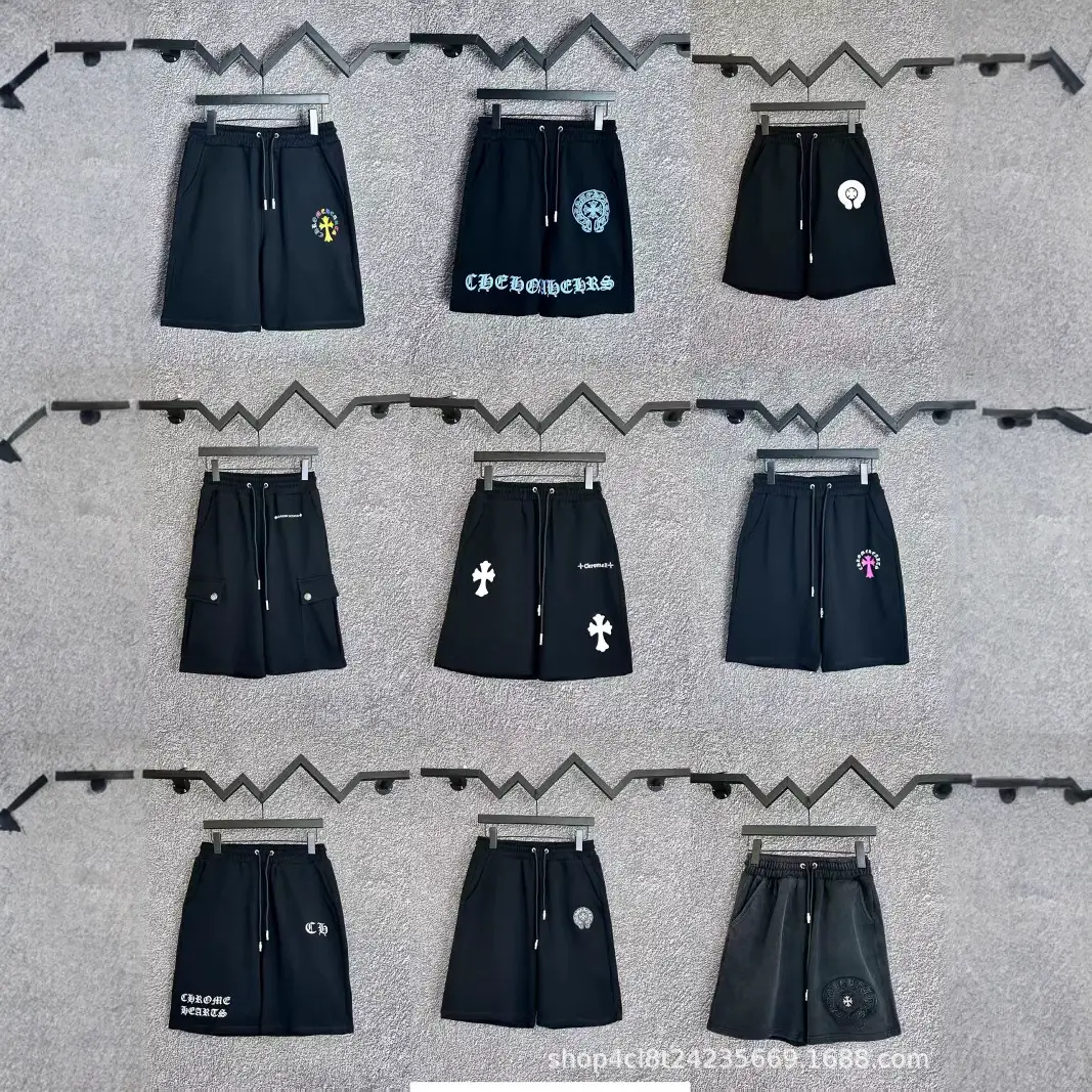 Ch24Ss New Embroidered Logo Decoration Fashion Versatile Unisex Crochet Casual Five-Point Pants Men's Sweatpants