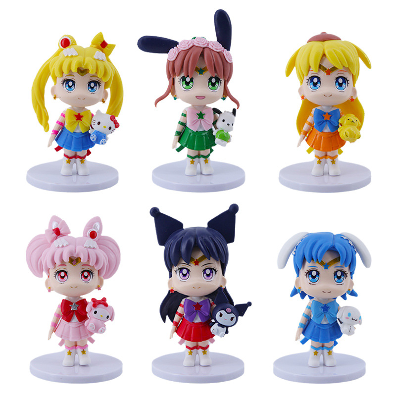 Q version 6 standing posture melody beautiful girl warrior hand-made moon hare water ice moon kulomi model cake ornaments