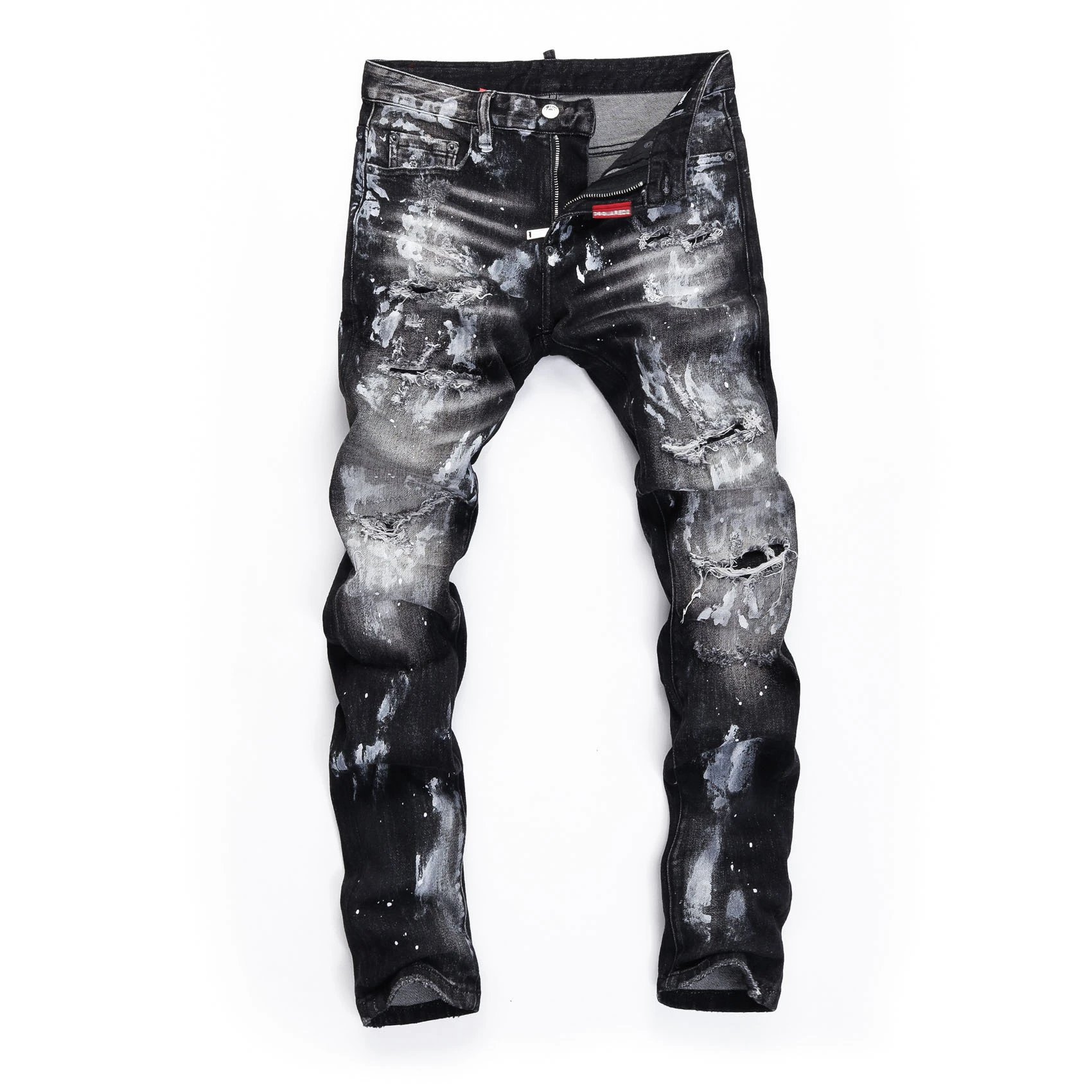 DSQUARED2 Black Distressed Paint Splatter Jeans