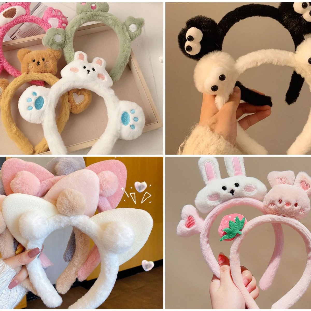 Cute Rabbit Cartoon Plush Face Wash Hair Hoop Autumn and Winter Hair Accessories All-match Non-slip Super Cute Headwear New Style Bow