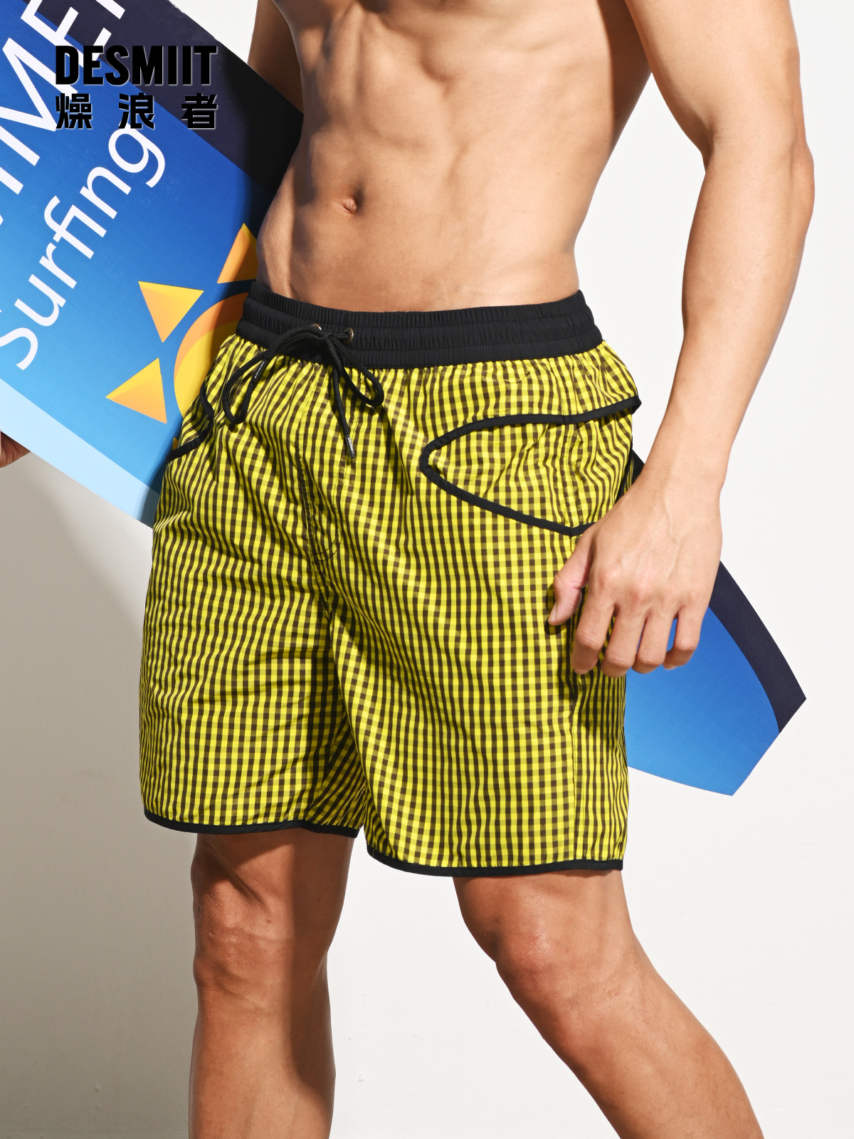 Cross-Border 2025 New Product Desmiit Men's Beach Pants Can Be Used in the Water Quick-Drying Swimming Trunks Shorts B4570