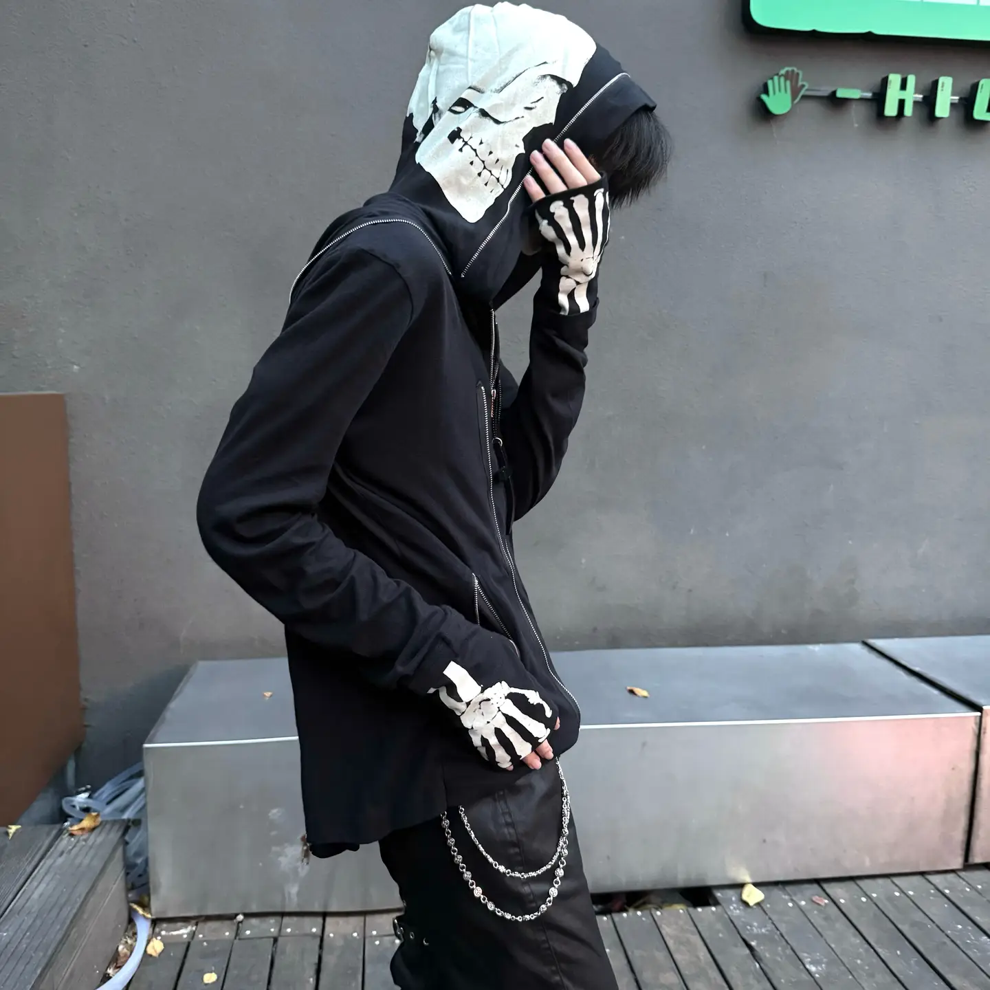【Same-Day Shipping】Torn Paradise Ppfm Skull Skeleton Zipper Jacket Visual Subculture Uc