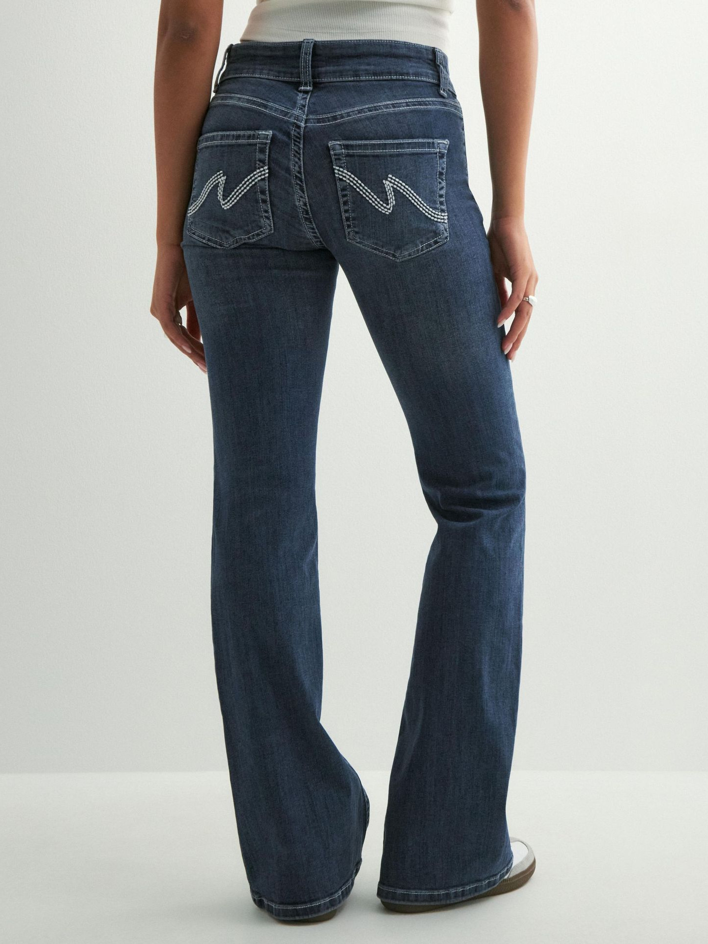 Cross-Border European and American Low-Waist Flared Jeans with Double Buttons and Butt Embroidery, Women's Y2K Retro Casual Long Pants