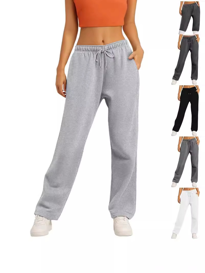2024 Cross-border Foreign Trade Women's Clothing Amazon AliExpress Loose Casual Straight Pants American Sports Pants Wide Leg Pants