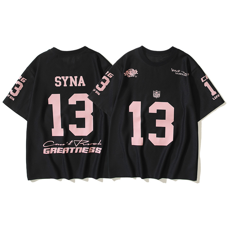 2025 Cross-border American High Street No.13 Ball Suit Short-sleeved Mesh Breathable Rugby Basketball T-shirt Sports Half-sleeve Tide