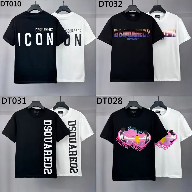 Micro Wide Loose D2 New Couple Icon Letter Printed Short-Sleeved T-Shirt Men's Round Neck Top Cross-Border Bottoming Shirt t