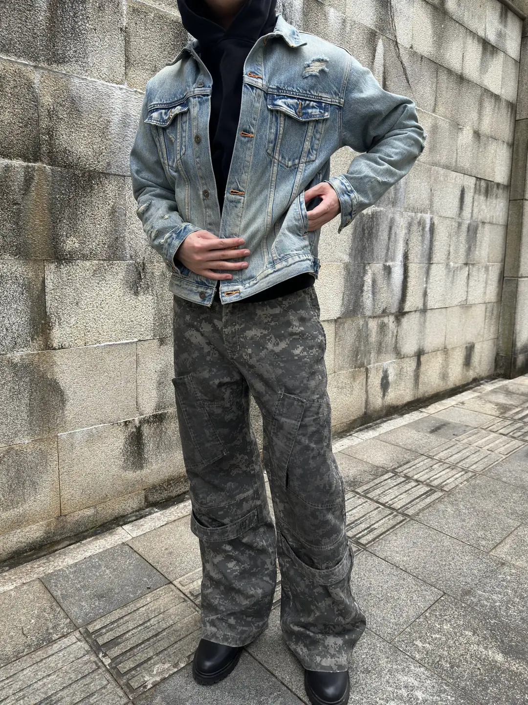 Hobkirk 24FW 覆古水洗做旧Vintage破坏泥染boxy短款冰蓝牛仔夹克
