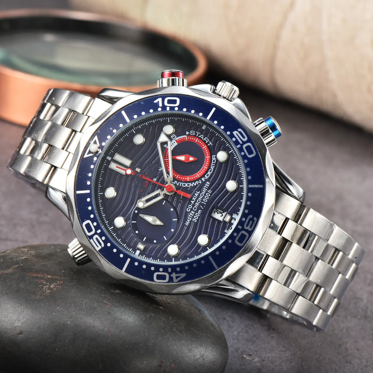 Steel Strap Belt with the Same Price Explosion Models Solid Steel Strap Full Function Chronograph Men's Quartz Watch 2023 New Timing