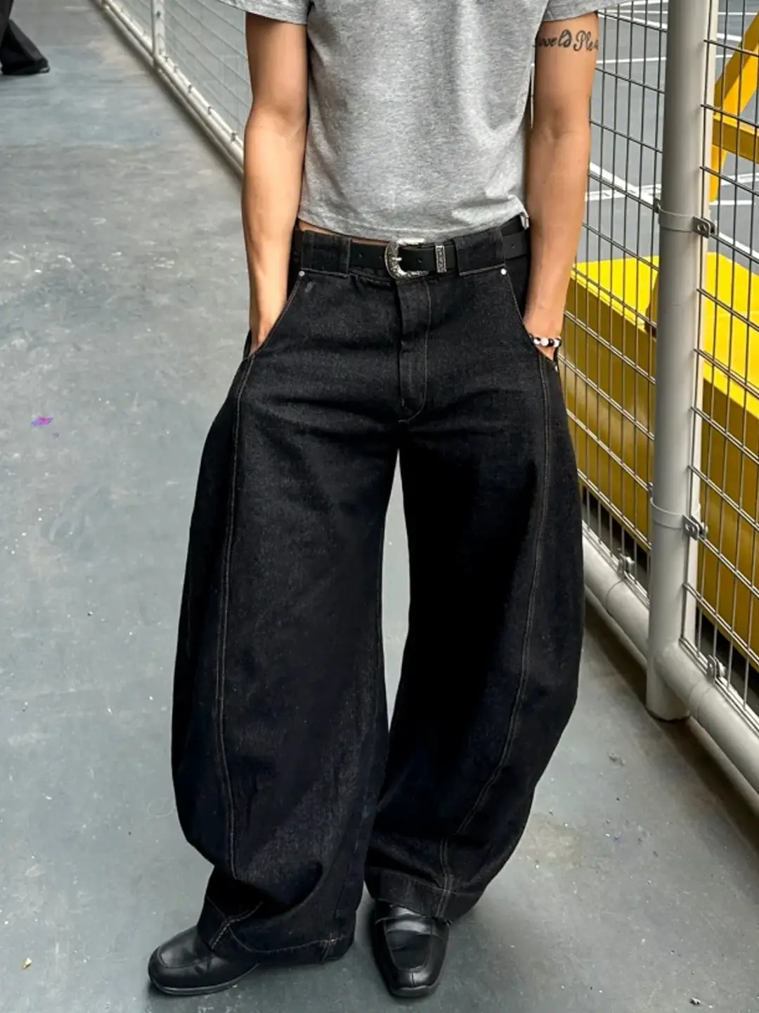 Minimalist ALLBLACK Machete jeans men's cleanfit street vintage washed loose casual sickle pants
