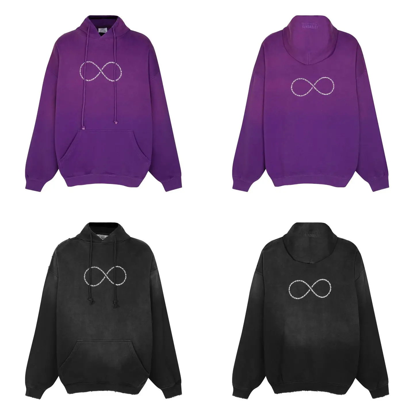 VTM ICON tide brand infinite loop 8 ring logo washed gradient color loose hooded sweatshirt hoodie men and women