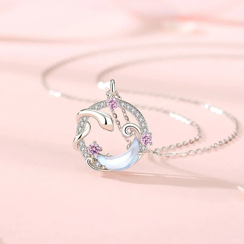 Moon Snake Ring Necklace 2026 New Model Light Luxury Exquisite Temperament High-End Niche Design Clavicle Chain Customization