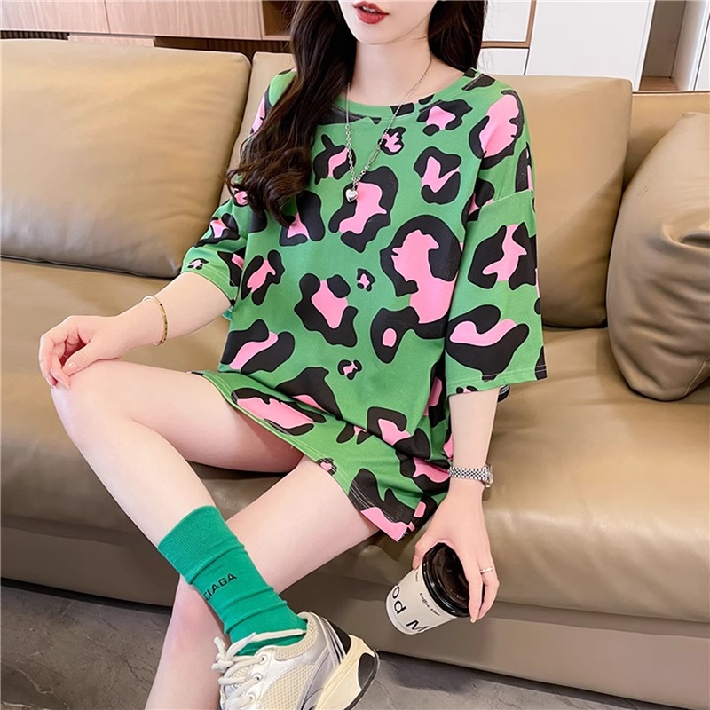 2026 Summer New Korean Style Loose Mid-Length Green Trendy Ins Versatile Short-Sleeved T-Shirt Women's Top