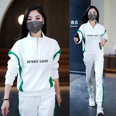 Casual Sportswear Suit Spring and Autumn 2026 New Korean Style Fashion Loose Slimming Look Stand-Up Collar Sweatshirt Two-Piece Set