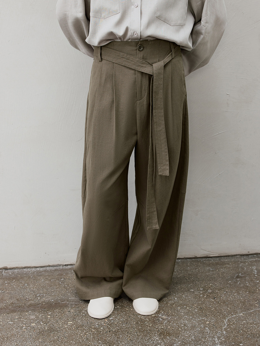 Love and Nancy Thirteen Lines 2026 Spring/Summer Korean Style Yamamoto-Inspired Waist Rope Design Draped Wide-Leg Pants for Women 04134